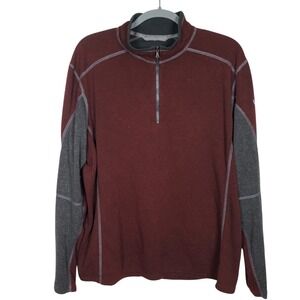 KUHL Kashmira 1/4 Zip Fleece Sweater Mens XL Pullover Outdoor Burgundy‎ *Flaw